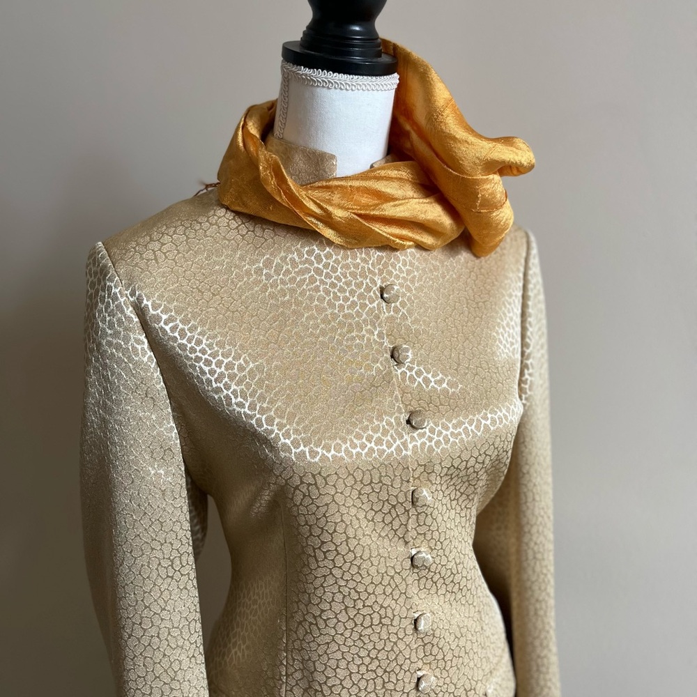 Elegant Gold Button-Up 3-Piece Suit